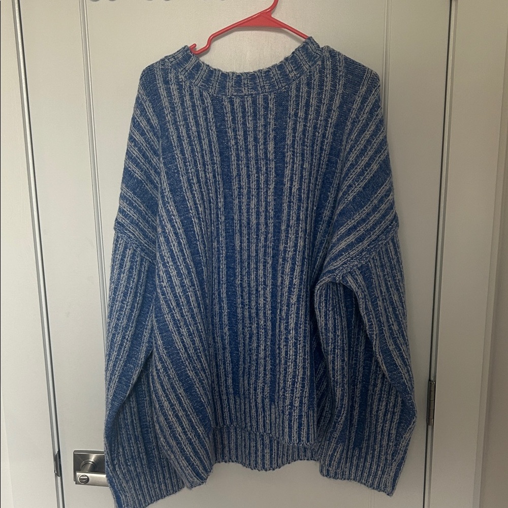 Cozy Blue and White Striped Women's Sweater
